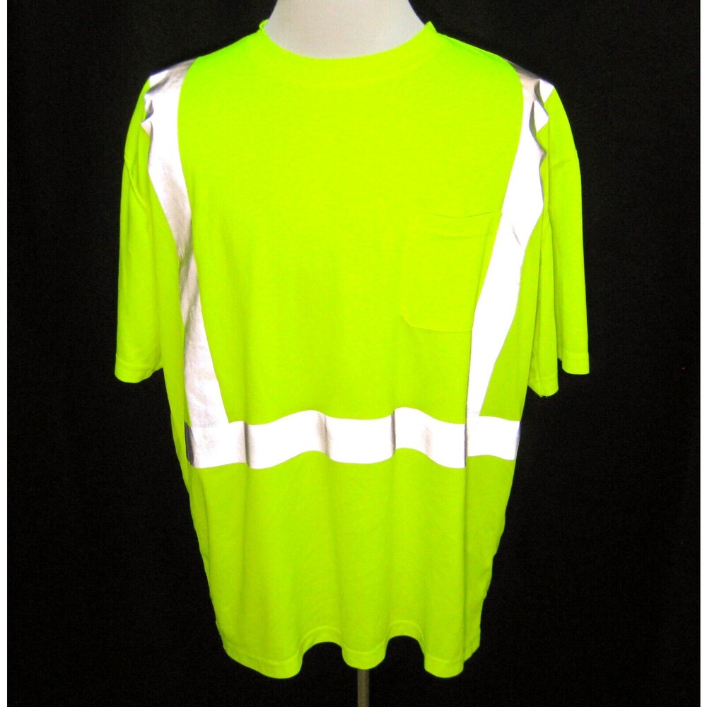 JOB SIGHT Mens (Size 2XL) Neon Yellow High Visibility Reflective Road Work Shirt